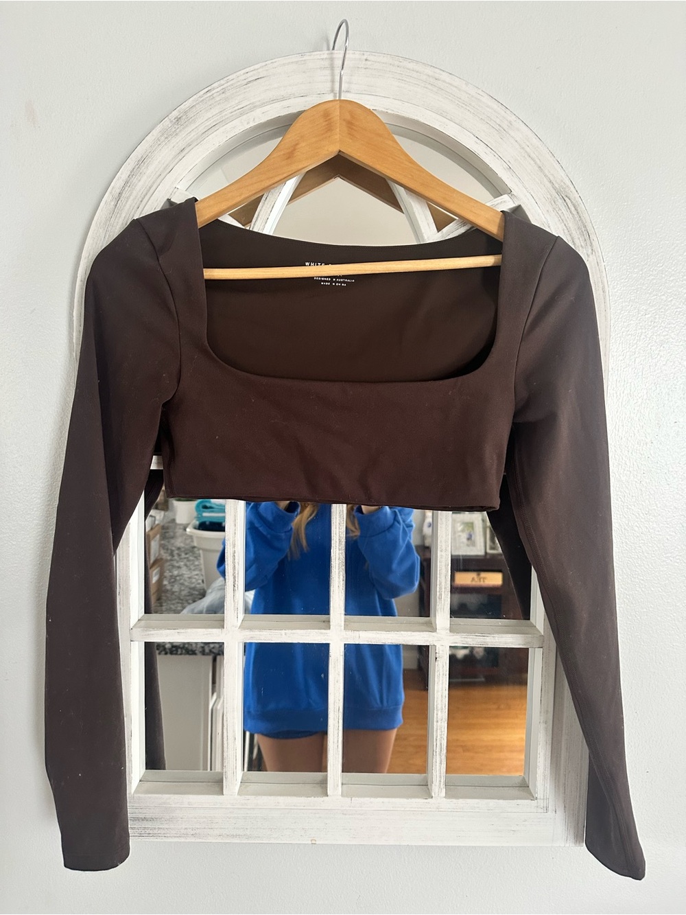 White Fox Boutique Chocolate Brown Long Sleeve Square Neck Crop Top